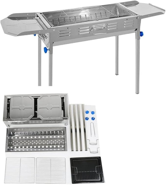Outdoor Home Stainless Steel Japanese BBQ Grill Folding Charcoal Grill Large Size Portable Charcoal Grill for Camping BBQ Grills Outdoor Barbecue Grill,AsShow-D