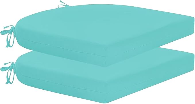 HARBOREST Outdoor Chair Cushions Set of 2, Water Resistant Patio Chair Cushions with Ties, Outdoor Seat Cushions for Patio Furniture, 17"x16"x2", Teal