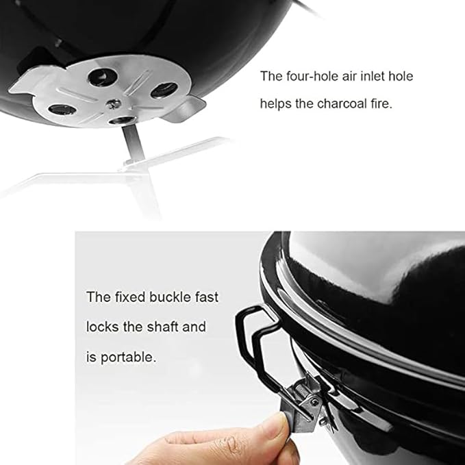 Portable Charcoal Grill for Camping BBQ Grills Outdoor Barbecue Grill Round Insulation Braised Oven Patio Grilling Rack with Flame Control Small Folding Tabletop Grill,A-1