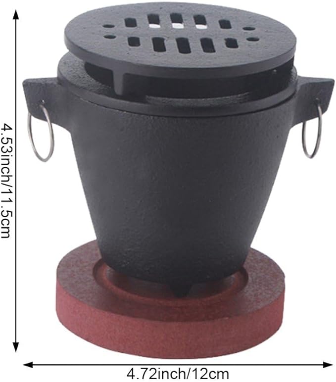 Portable Japanese Smokeless Mini Barbecue Charcoal Grill for Single Person Camping Picnic Party Cooking with Wooden Base and Fuel Holder