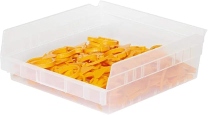 Akro-Mils 30170 Heavy Duty Plastic Shelf Bins, 12"x 11"x 4", Clear, 12-Pk | Heavy Duty Nesting Storage Bins for Garage, Closet, Refrigerator, Kitchen, Cabinet, Drawer Organization, Pantry Organization