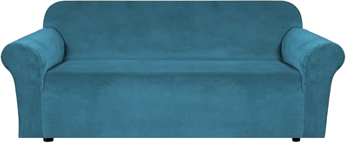 H.VERSAILTEX Stretch Velvet Sofa Covers Large Couch Covers Sofa Slipcovers Furniture Protector Soft with Non Slip Elastic Bottom, Feature Thick Comfy Rich Velour (XL Sofa, 98"-105", Peacock Blue)