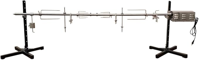 SPITJACK XB125C Pig, Whole Hog, Lamb BBQ Spit Roaster Rotisserie Kit. Electric 120W Motor, 72 Inch Spit Rod, All Stainless Trussing Hardware, Accessories for Portable Charcoal Barbecue, Outdoor Fire