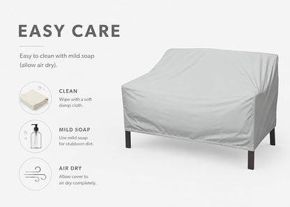 Treasure Garden Loveseat Cover, 300D Polyester Outdoor Deep Seating Sofa Cover, Water Resistant, UPF50+ UV Protection, Elastic Hem, Spring Cinch Lock, Built-In Pouch & Storage Bag, Gray