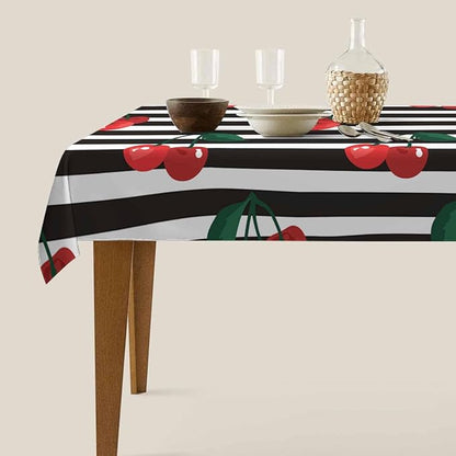 TKS MITLAN Red Cherry Decorative Rectangle Tablecloth Fruit Tropical Sweet Berry Polyester Table Cloths Kitchen Table Cover for Dining BBQ Picnic Coffee Table 60 x 84 Inch 6-8 Seats