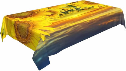 TKS MITLAN Yellow Sunflowers Tablecloth Decor Sunset Sunflower Field Table Cloth Dining Room Kitchen Table Cover 60" X 84" Oblong/Rectangle