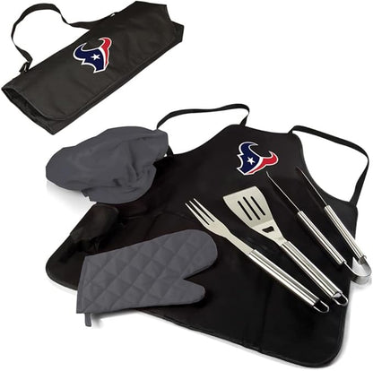 Picnic TIME BBQ Apron Tote Pro Grill Set, (Black with Gray Accents)