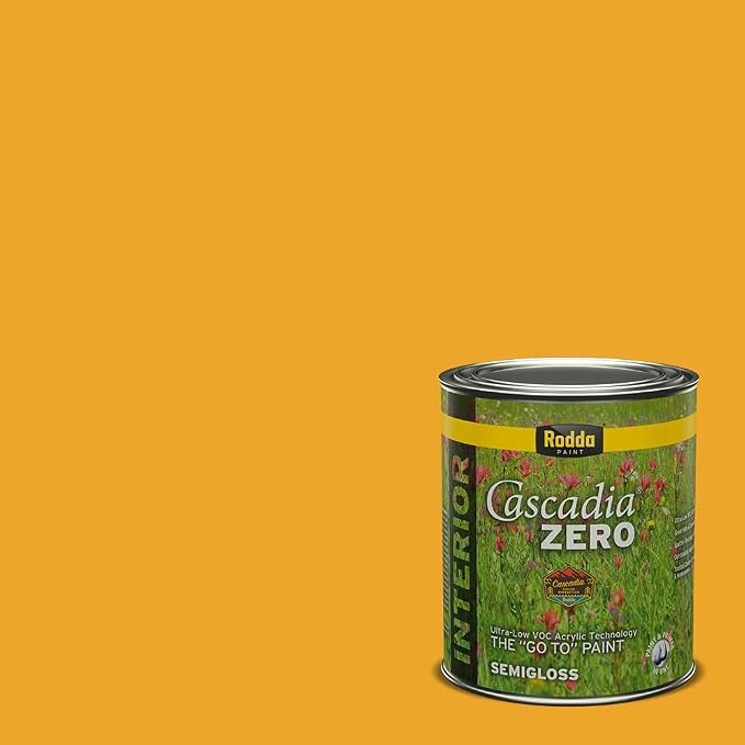 Rodda Paint CASCADIA ZERO Interior Semi-Gloss Paint & Primer in One, Quart, Lemon Dream