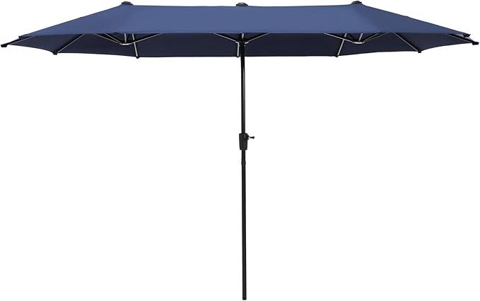 HERA'S PALACE 13 ft Large Patio Umbrella, Double-Sided Twin, Outdoor Market Umbrella with Crank Handle, Powerful UV Protective, Navy Blue