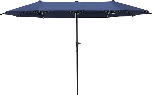 HERA'S PALACE 13 ft Large Patio Umbrella, Double-Sided Twin, Outdoor Market Umbrella with Crank Handle, Powerful UV Protective, Navy Blue