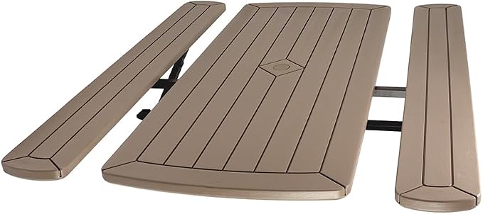 OEF Furnishings Heavy Duty Blow Molded Folding Picnic Table - Brown, Brown Frame