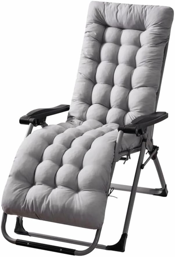 Patio Chaise Lounger Cushion， Rocking Chair Sofa Cushion with 6 Ties， Thick Padded Swing Bench Cushion， Zero Gravity Chair Cushion61x19x3in (Light Gray)