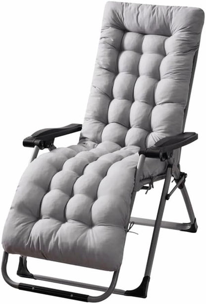 Patio Chaise Lounger Cushion， Rocking Chair Sofa Cushion with 6 Ties， Thick Padded Swing Bench Cushion， Zero Gravity Chair Cushion61x19x3in (Light Gray)
