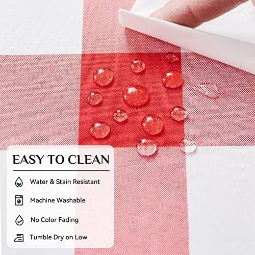Softalker Gingham Checkered Tablecloth Rectangle - Outdoor Waterproof Buffalo Plaid Table Cloth, Stain Resistant Washable Table Cover for Picnic, Camping - Red and White, 2 Pack - 60 x 120 Inch