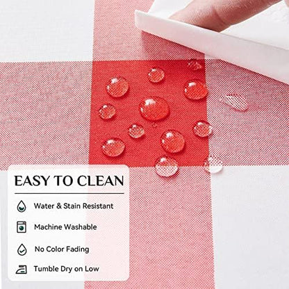 Softalker Gingham Checkered Tablecloth Rectangle - Outdoor Waterproof Buffalo Plaid Table Cloth, Stain Resistant Washable Table Cover for Picnic, Camping - Red and White, 2 Pack - 60 x 120 Inch