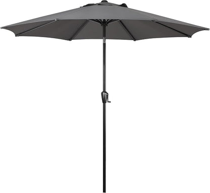 Sun-Ray 9' Round Patio Umbrella with Push-Button Tilt and Hand Crank Lift System, Market Umbrella for Porch, Deck, and Patio