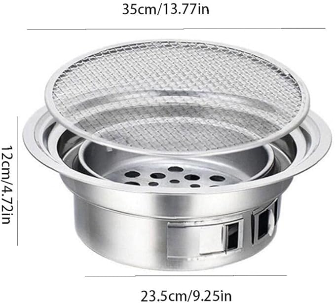 Charcoal Barbecue Grill Round Portable Household Camping Grill Stove with Barbecue Net,Outdoor Barbecue Tools