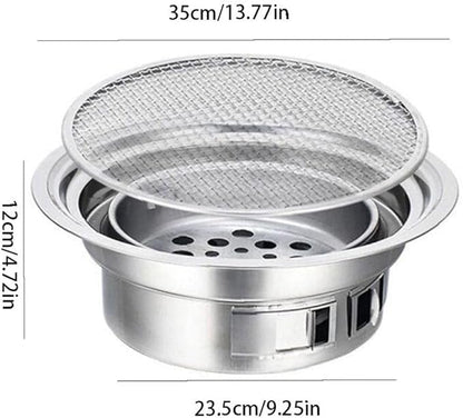 Charcoal Barbecue Grill Round Portable Household Camping Grill Stove with Barbecue Net,Outdoor Barbecue Tools