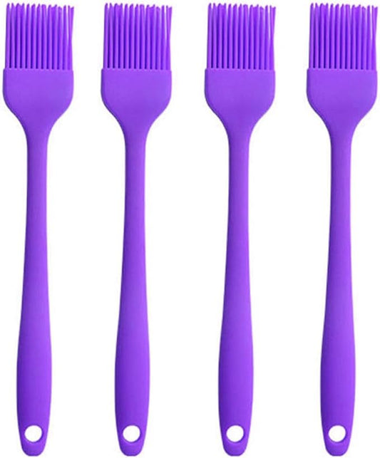 Silicone brush, Oil Brush for BBQ Kitchen Cooking Baking and Grilling (4 PCS,purple)