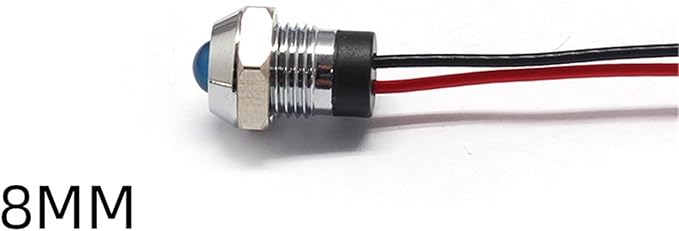 8mm Socket Head Waterproof 12v 24v 220v 110v Kitchen Equipment Pilot Lamp Led Indicator Light with Wire(RED 220V)