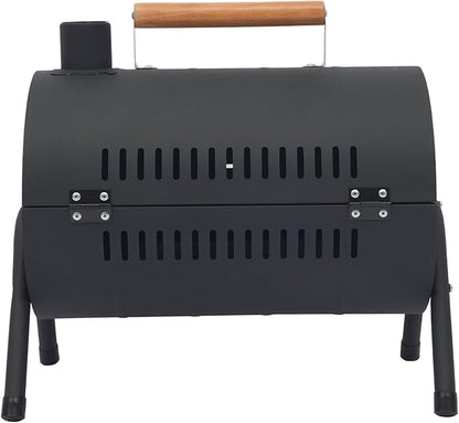 Portable Charcoal Grill,17 In Tabletop Charcoal Grill With 2 Baking Nets + Wooden Handle, Double-Sided Grilling, Bbq Charcoal Grills For Outdoor Cooking Camping, Picnics, Backyard. (Black)