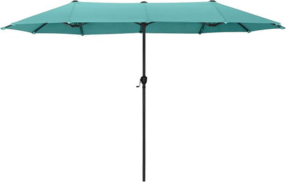 HERA'S PALACE 13 ft Large Double-Sided Twin Patio Umbrella, Outdoor Market Umbrella with Crank Handle, Powerful UV Protective, Turquoise