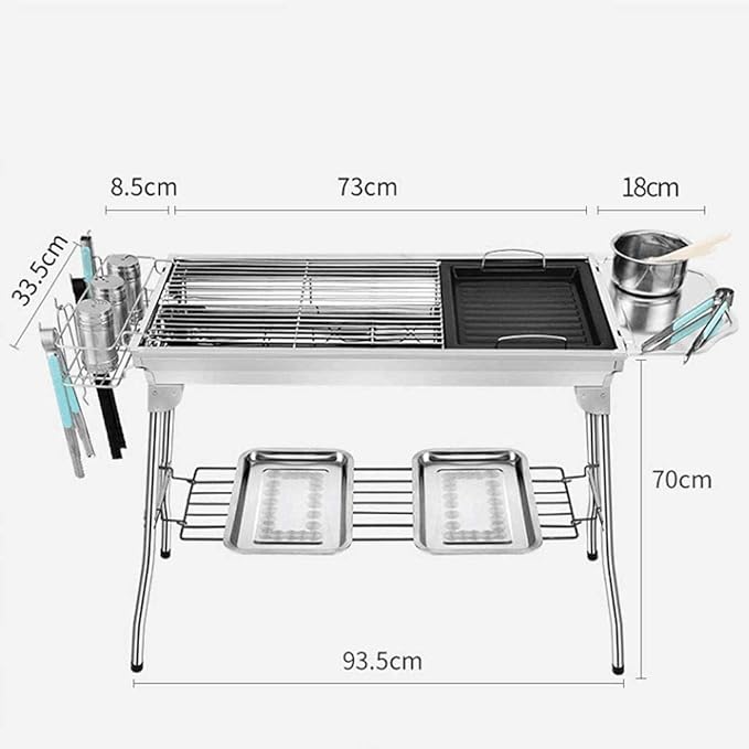 Portable Charcoal Grill for Camping BBQ Grills Outdoor Barbecue Grill with Thick Stainless Steel, Folding Picnic Shelf for Home Kitchen Picnic,A-1
