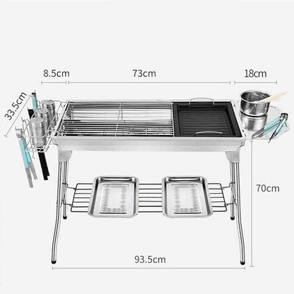 Portable Charcoal Grill for Camping BBQ Grills Outdoor Barbecue Grill with Thick Stainless Steel, Folding Picnic Shelf for Home Kitchen Picnic,A-1