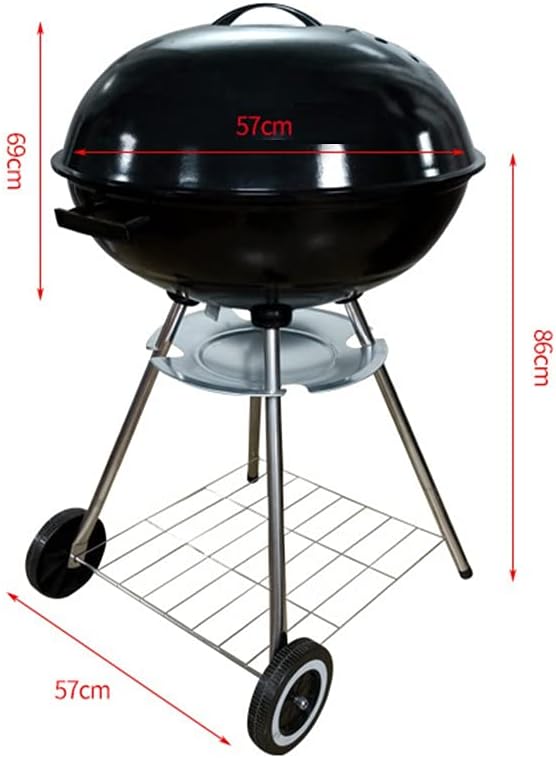 Portable Charcoal BBQ Grill Outdoor Grilling with Lid Kettle Grill Enamel Picnic Patio Backyard Camping Cooking Grate for Chicken Steak,A-1