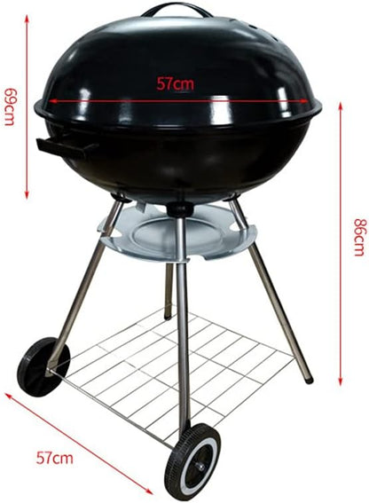 Portable Charcoal BBQ Grill Outdoor Grilling with Lid Kettle Grill Enamel Picnic Patio Backyard Camping Cooking Grate for Chicken Steak,A-1