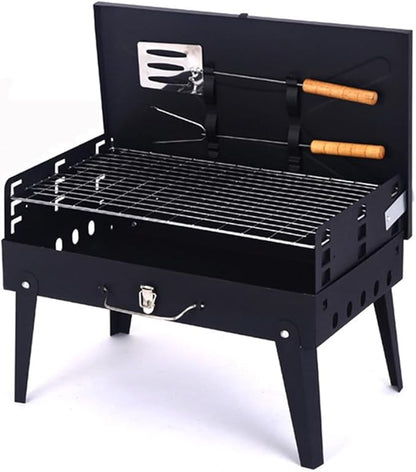 Folding Portable Barbecue Charcoal Grill, Easy to Assembly & Clean, for Travel, Outdoor Cooking and BBQ, Camping Grill Picnic Patio Backyard，Picnics for 3-5 Person