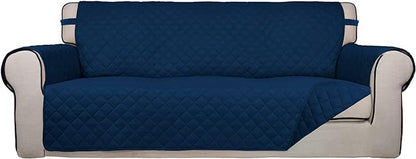 PureFit Reversible Quilted Sofa Cover, Water Resistant Slipcover Furniture Protector, Washable Couch Cover with Non Slip Foam and Elastic Straps for Kids, Pets (X Large, Navy/Navy) | Navy/Navy, Water Resistant Couch Protector, Washable Pet Couch Cover ...