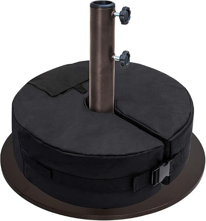 EliteShade USA Up to 140 lbs Heavy Duty Round Umbrella Base, Steel Plate Patio Umbrella Stand Holder for Outdoor Market Garden or Patio Table, Bonus 18" Weight Sandbag (Sand Not Included), Bronze