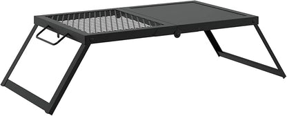 Foldable Camping Grill, Alloy Steel Folding Charcoal Grill Black, Compact Outdoor BBQ for Garden Balcony Backyard, Rust Resistant, 12.40 x 10.43 x 1.57 in