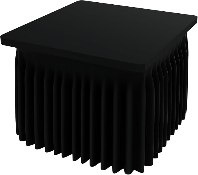 Smiry Spandex Elastic Fitted Table Cloth Skirt for 5FT Square Table | Stretch Washable Table Cloth, Banquet Table Cover for Wedding, Party, Indoor & Trade Shows, (Black, 54Lx54Wx30H)