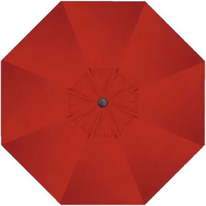 Treasure Garden 9ft Patio Umbrella - Outdoor Furniture Market Umbrella – Deluxe Auto-Tilt – Black Aluminum Frame (Sunbrella, Jockey Red)