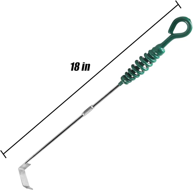Vankey 18 Inch BBQ Ash Tool, kamado Joe Charcoal Smoker Wood Burning Stove ash Rake Grilling Accessories, Green Threaded Handle Charcoal Garden Tools Grill Cleaning Tools