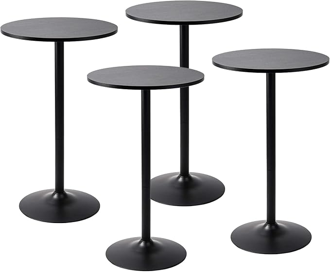 Pearington Round Bar Height Pub Table, Black, 4pk