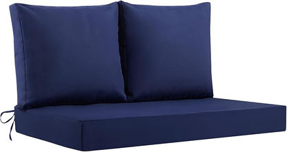 Outdoor Loveseat Cushions, 48×24×5 Inch, Waterproof, Navy Blue | Patio Loveseat Cushions for Outdoor Furniture, Fade Resistant, Outdoor Bench Cushions, for Wicker Furniture, Swing, Couch