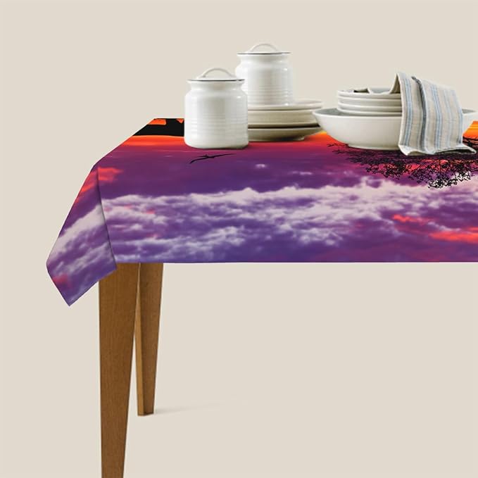 Decorative Rectangle Table Cloths Animal Safari Africa Elephant and Baby with Giraffe Tablecloth Table Cover for Dining/BBQ/Picnic/Coffee Table 52 X 70 Inches