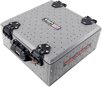 YakAttack ShortStak Solo Storage Box - Size & Color Options | Standalone Low-Profile Crate with Lid, Hinges & Latches | GridLoc Mounting Panels | Slider Feet for Under-Seat Use | Made in USA