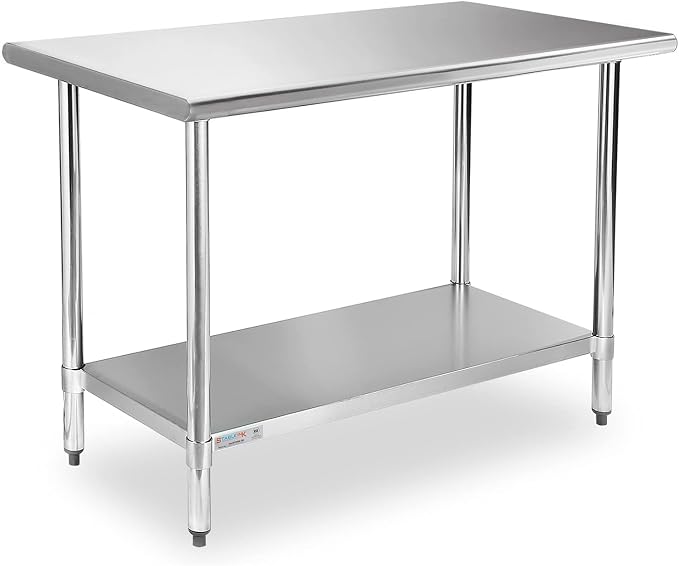 STABLEINK Stainless Steel Table with Undershelf 48x24 Inches 4ft for Prep | NSF Certified Heavy Duty Metal Work Table Workbench for Commercial Kitchen Restaurant Hotel Laundry Garage Chef Homemaker
