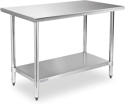 STABLEINK Stainless Steel Table with Undershelf 48x24 Inches 4ft for Prep | NSF Certified Heavy Duty Metal Work Table Workbench for Commercial Kitchen Restaurant Hotel Laundry Garage Chef Homemaker
