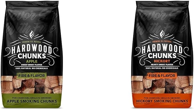 Fire & Flavor 4 Pound Apple and Hickory Wood Chunks for Smoking and Grilling
