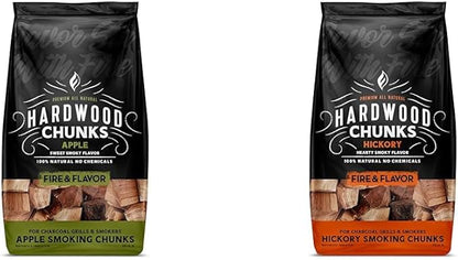 Fire & Flavor 4 Pound Apple and Hickory Wood Chunks for Smoking and Grilling