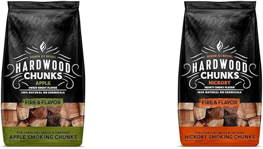 Fire & Flavor 4 Pound Apple and Hickory Wood Chunks for Smoking and Grilling