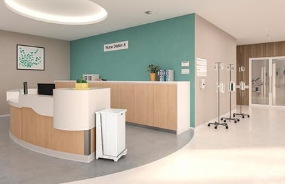 Rubbermaid Commercial Products Defenders Biohazard Steel Trash Can, Step-On, 25 GAL, White, Hospital/Doctor's Office/Healthcare Facilities