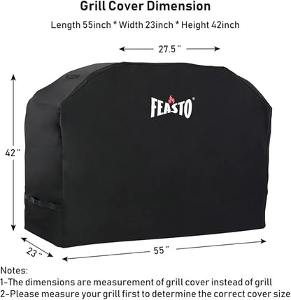 Feasto BBQ Grill Cover, 55 Inch Heavy Duty Waterproof Gas Grill Cover with Adjustable Velcro Strap, Anti-UV, Fade Resistant, Fits for Weber, Char Broil, Nexgrill, Royal Gourmet (55"L x 23"W x 42"H)