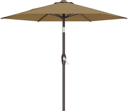 AreShark 7.5FT Patio Umbrella Table Market Umbrella w/Tilt and Crank, Heavy-Duty Outdoor Umbrellas for Pool, Deck, Garden and Backyard, Khaki