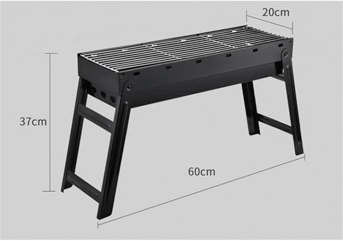 Portable Charcoal Grill for Camping BBQ, Outdoor Barbecue Grill with Thickened Stove, Compact Camping Grill for Picnic,60 * 20 * 37Cm-D